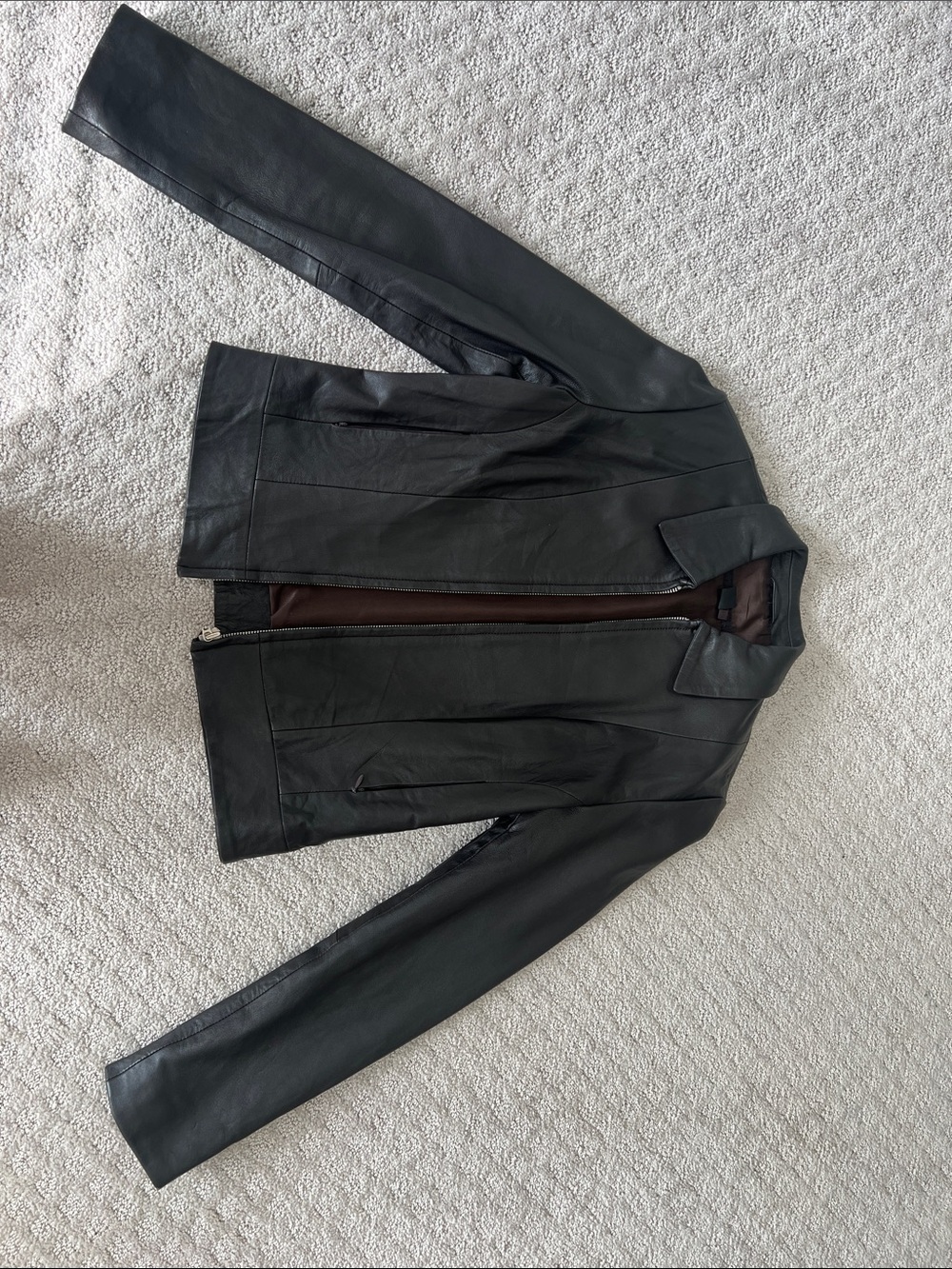 Women’s Mocha Leather Zip-Front Jacket
